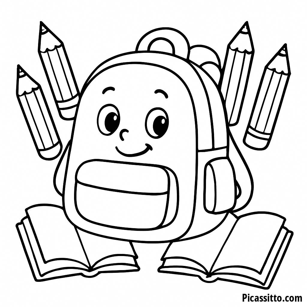 Página para Colorear de Mochila Alegre