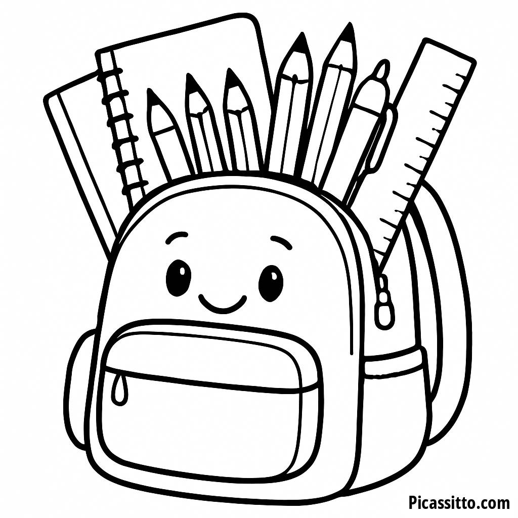 Fröhliche Rucksack Malvorlage