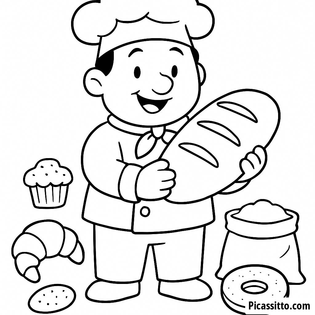 Cheerful Baker Coloring Page