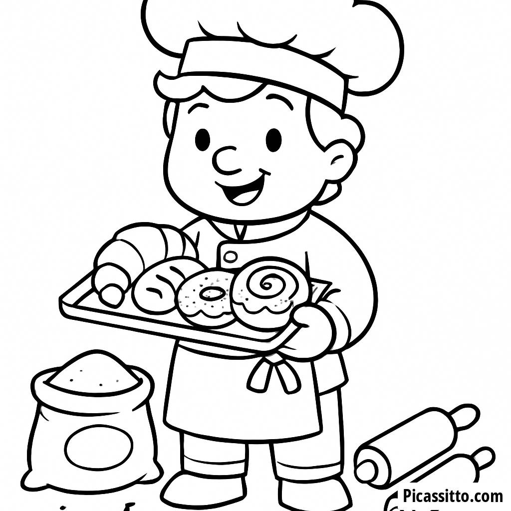 Page à Colorier du Boulanger Joyeux