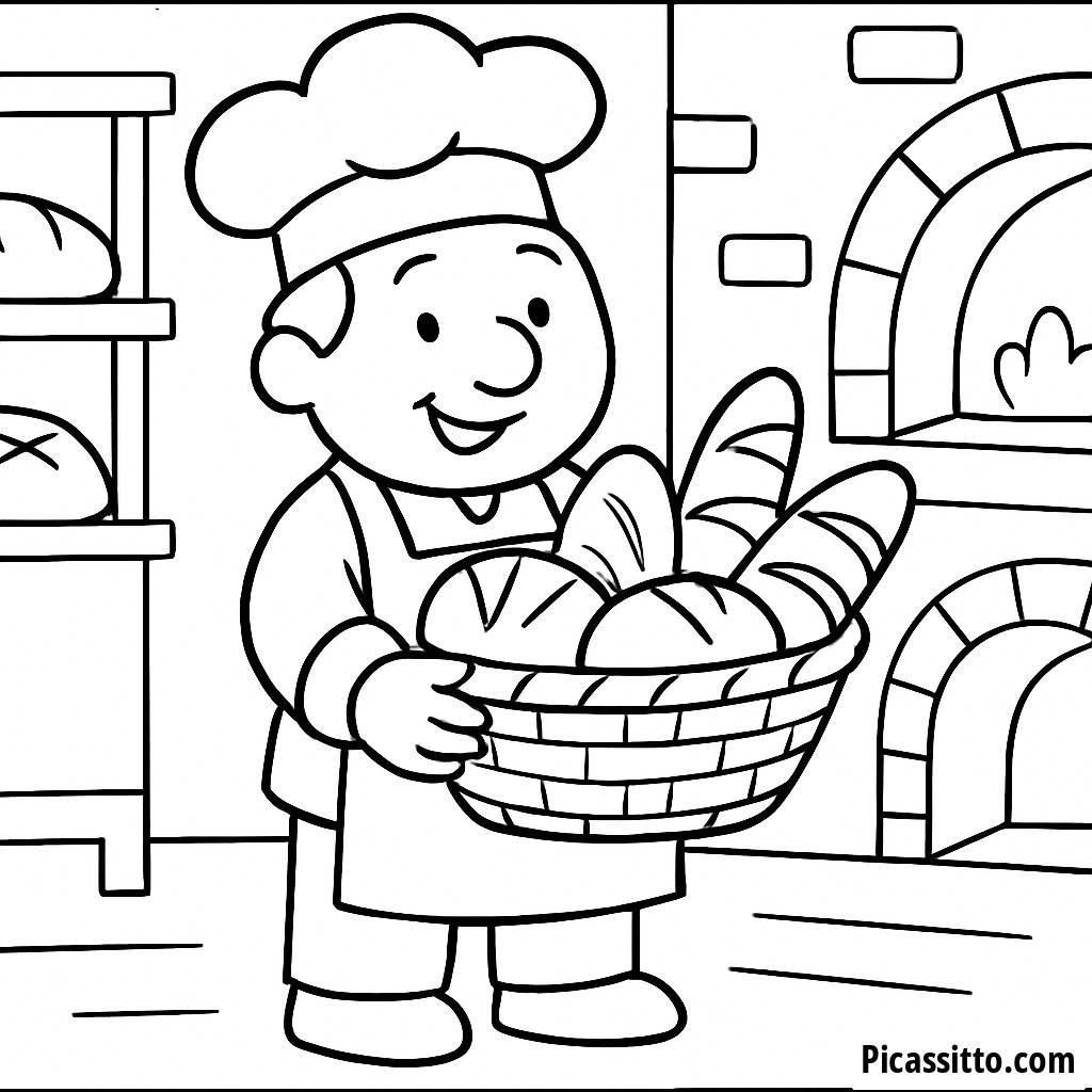 Page à Colorier du Boulanger Joyeux