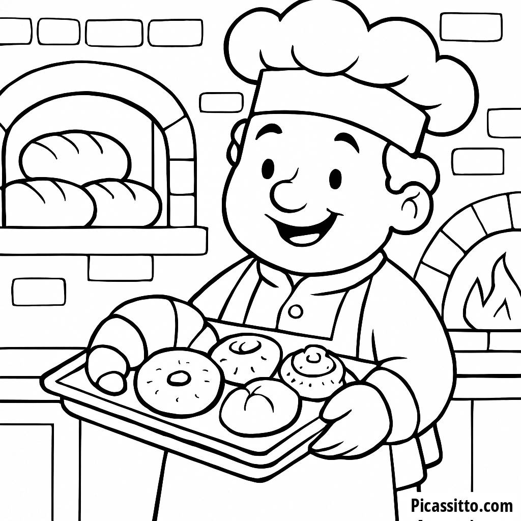 Page à Colorier du Boulanger Joyeux