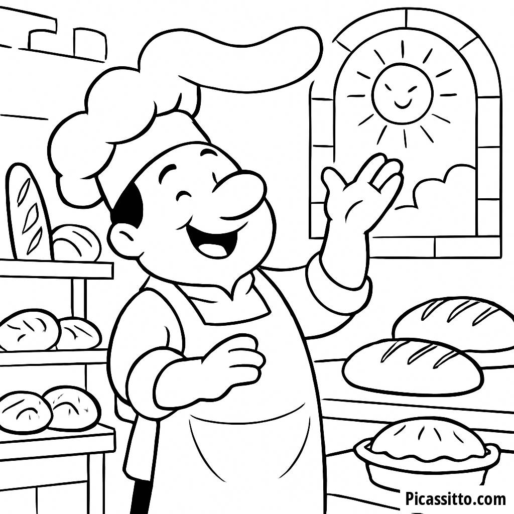 Раскраска Веселого Пекаря