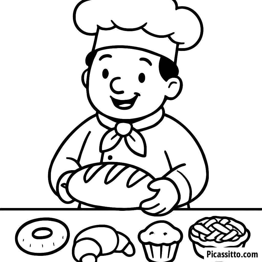 Página para Colorear del Panadero Alegre