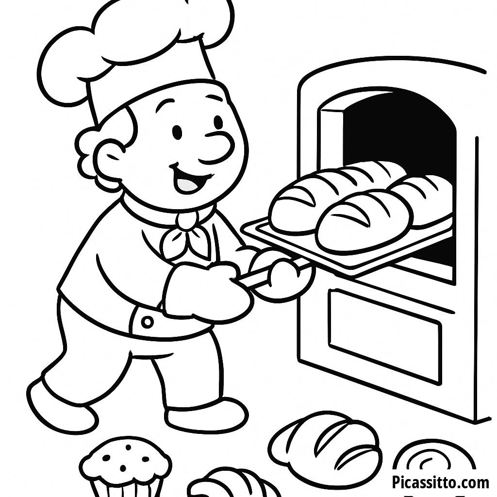 Cheerful Baker Coloring Page