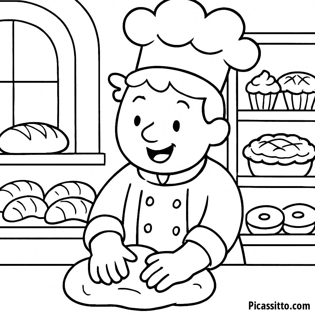 Fröhlicher Bäcker Malvorlage