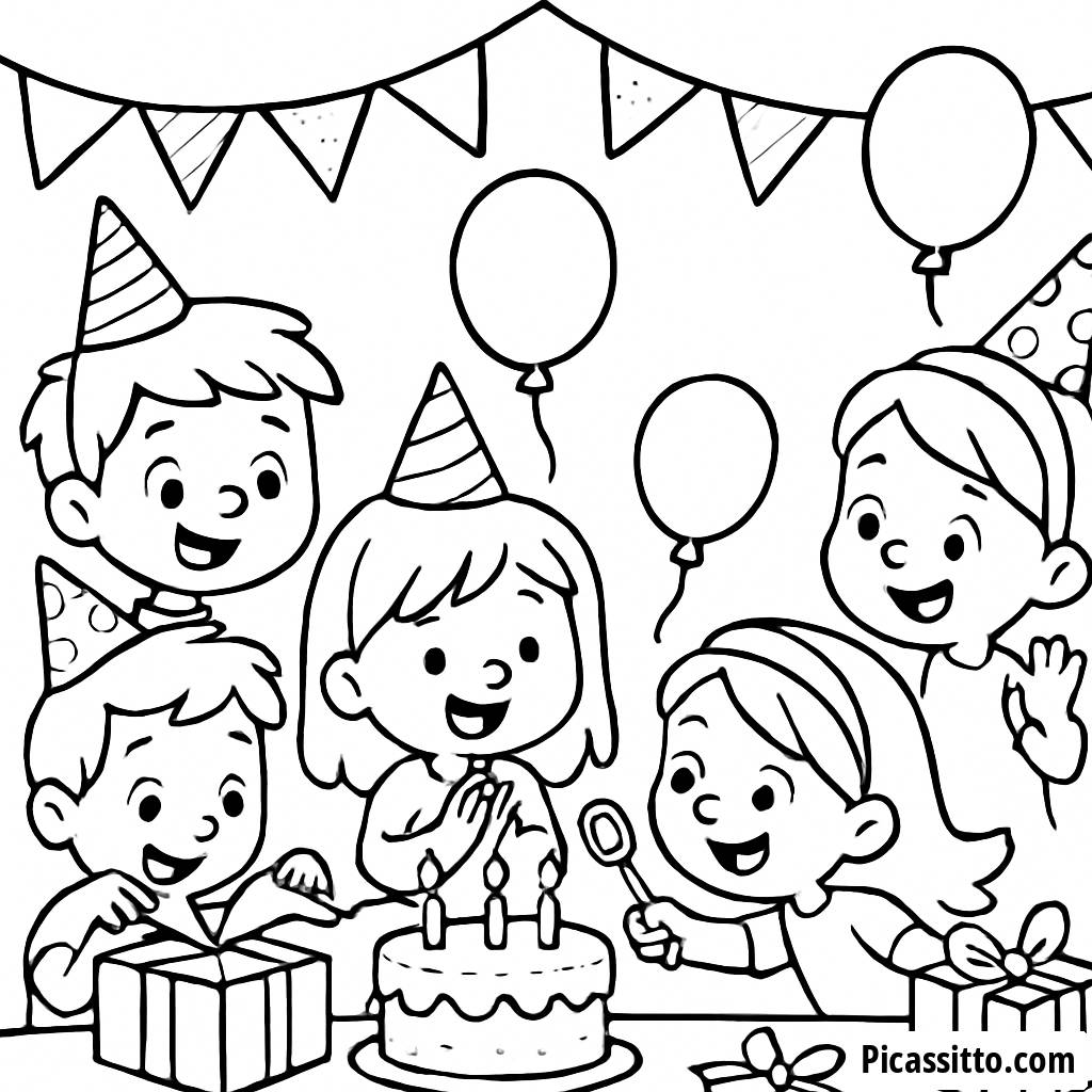 Page à Colorier de Scène d'Anniversaire Joyeuse