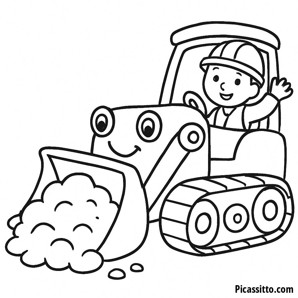 Cheerful Bulldozer Coloring Page