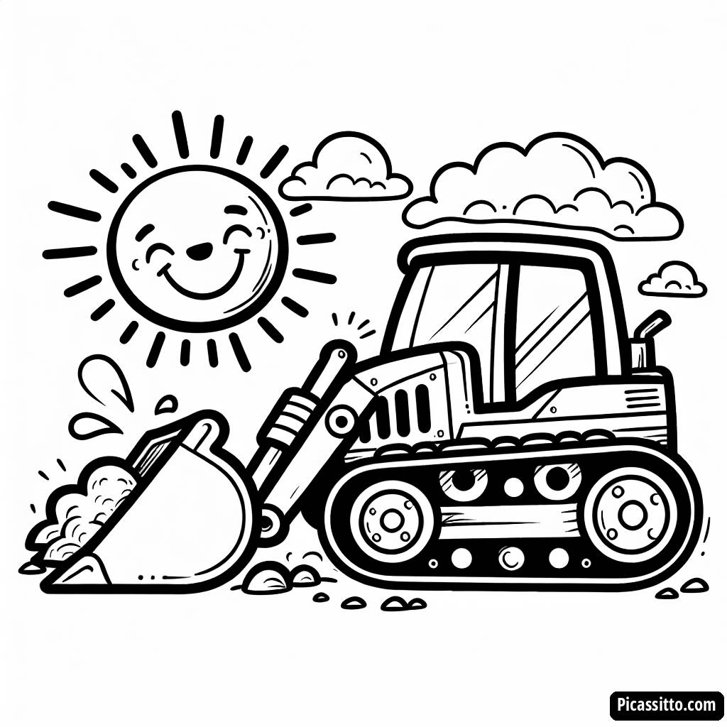 Cheerful Bulldozer Coloring Page