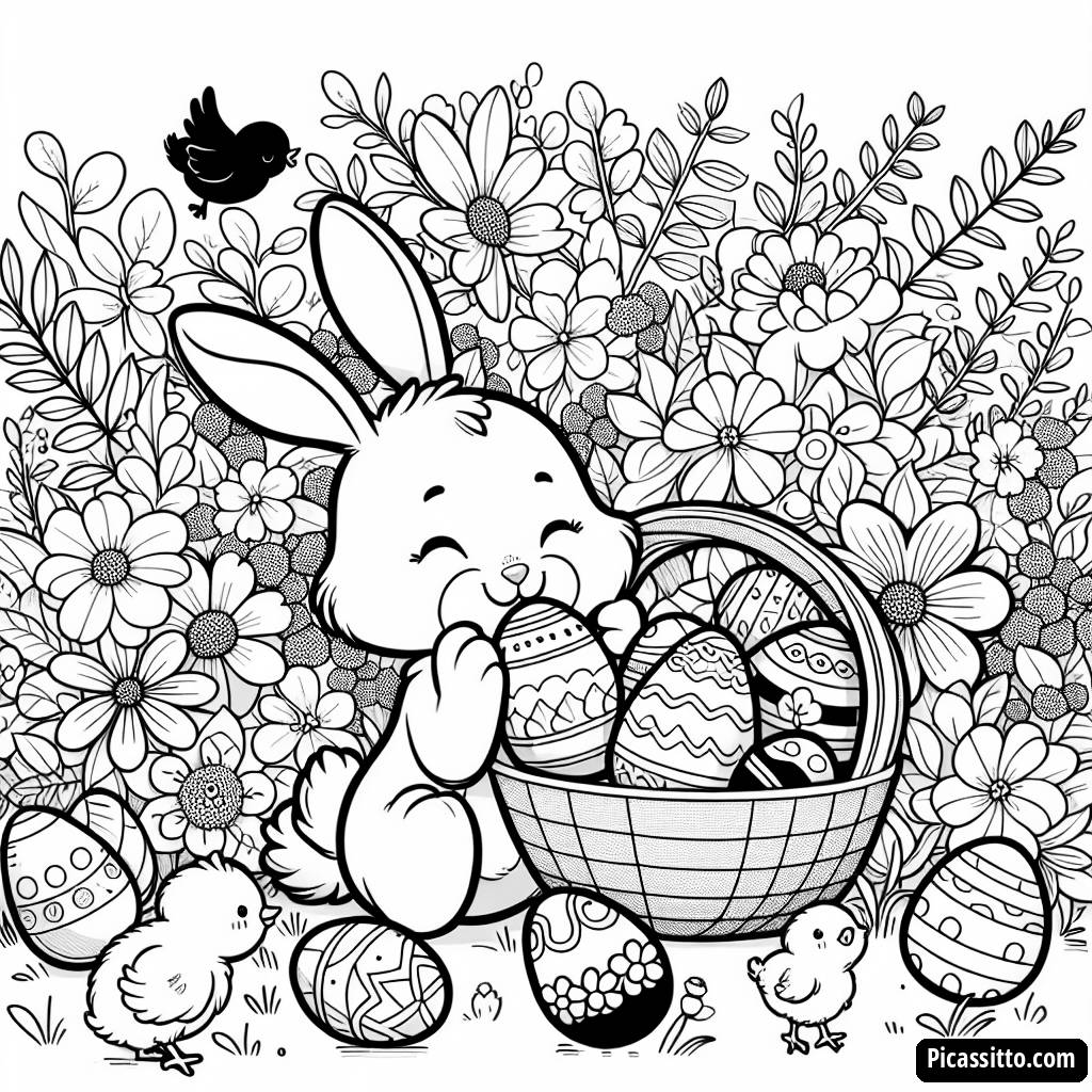 Pagina da Colorare del Coniglio Allegro