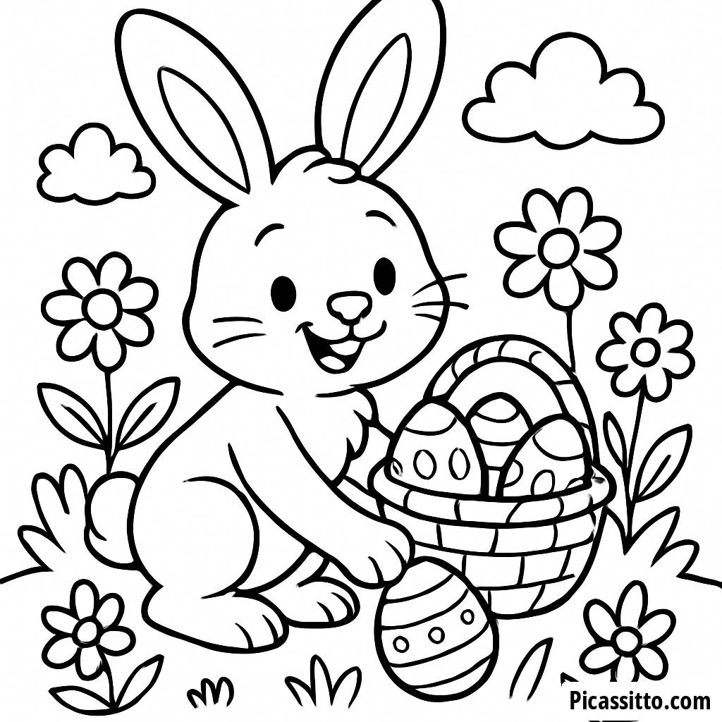 Página para Colorear del Conejo Alegre