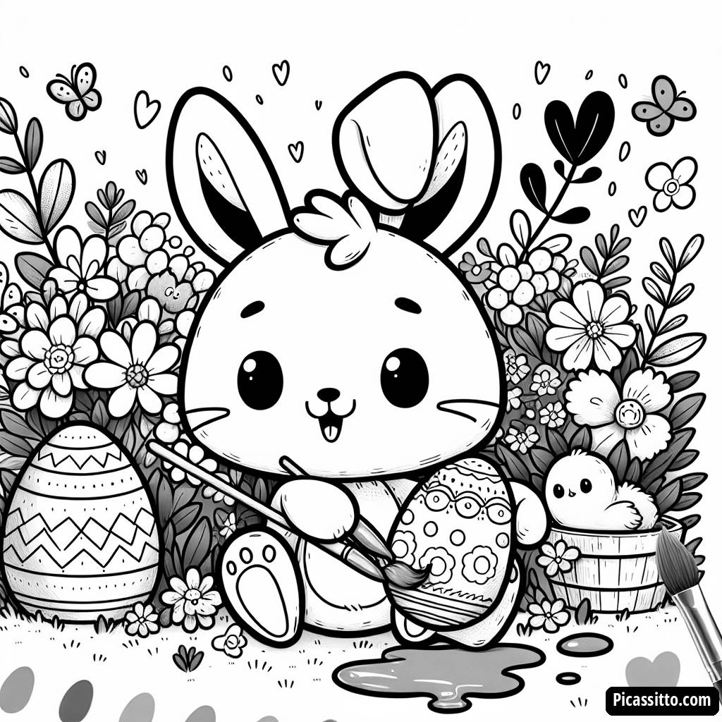 Cheerful Bunny Coloring Page
