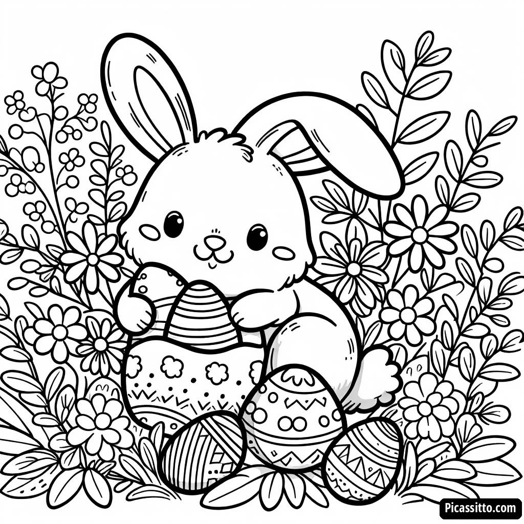 Раскраска Веселого Кролика на Пасху
