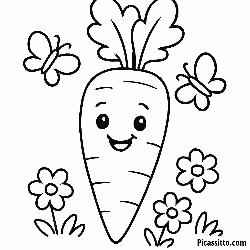 Pagina da Colorare della Carota Allegra