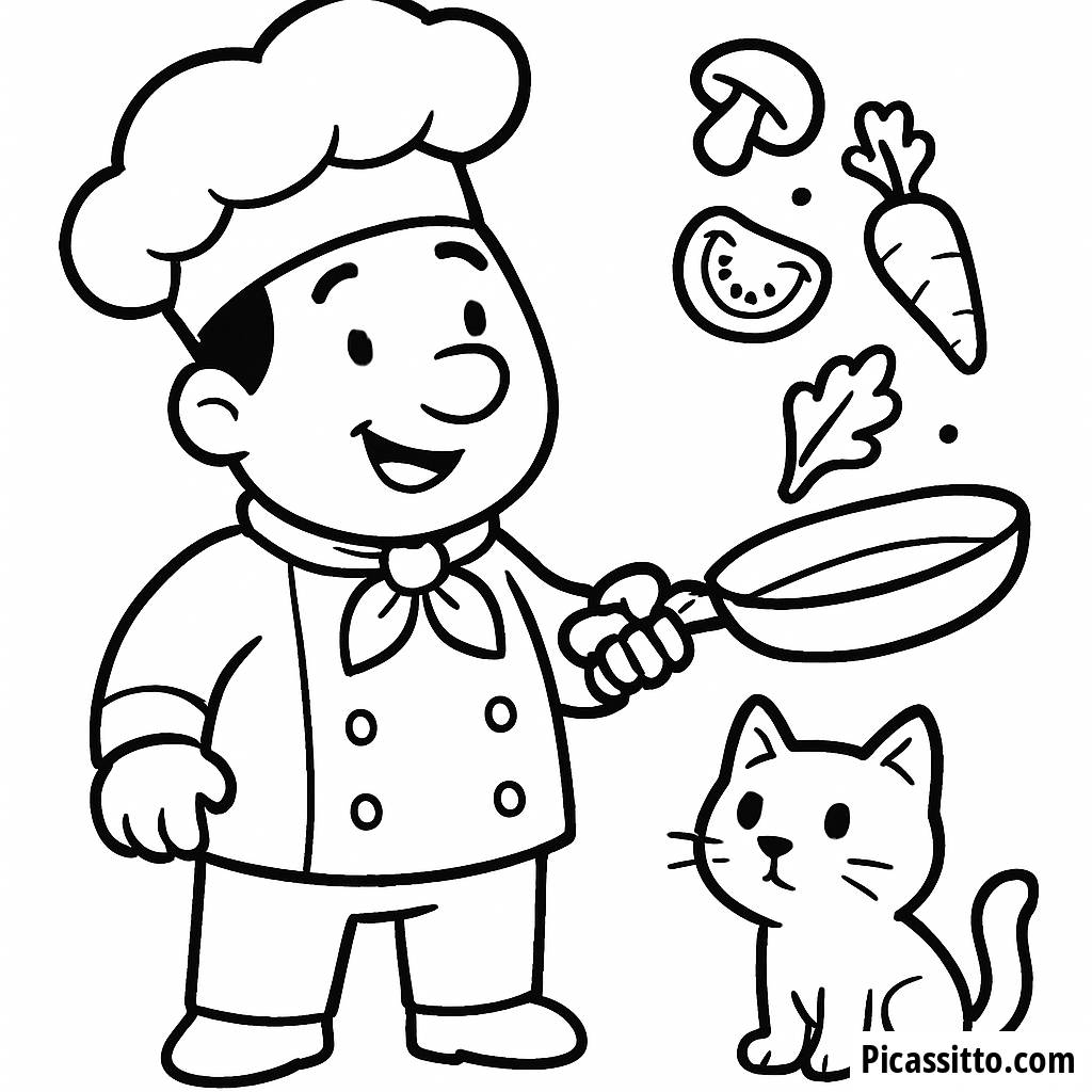 Cheerful Chef Coloring Page