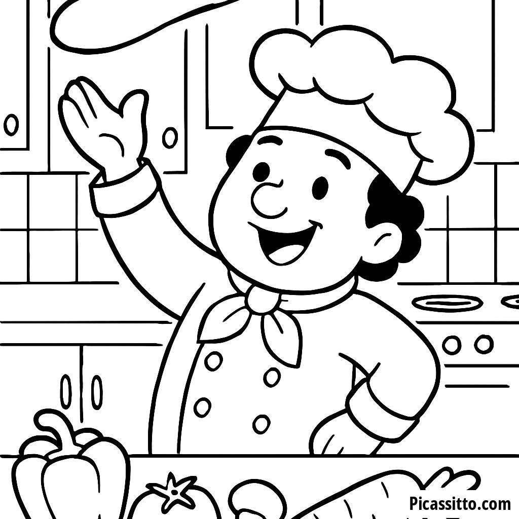 Cheerful Chef Coloring Page