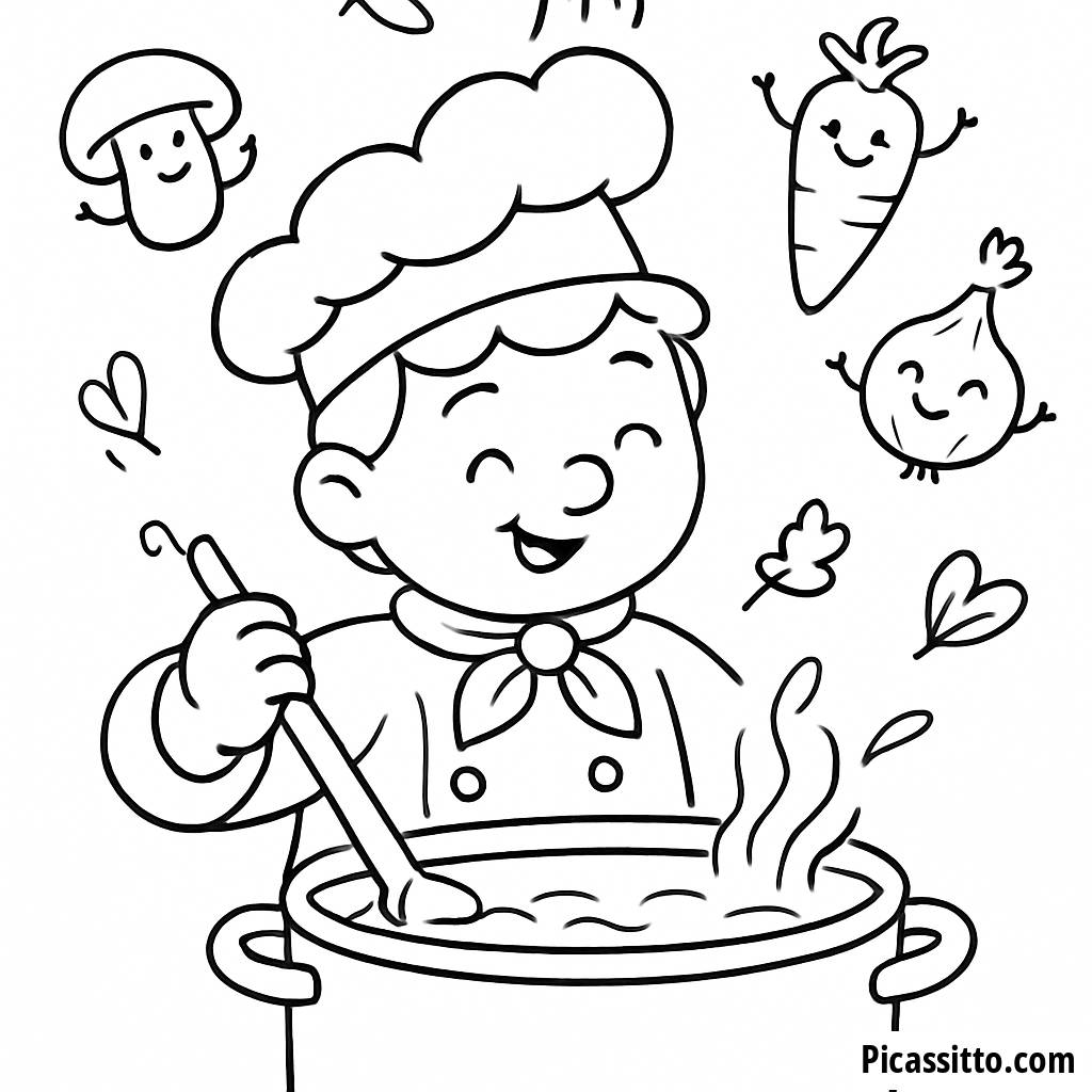 Fröhlicher Koch Malvorlage
