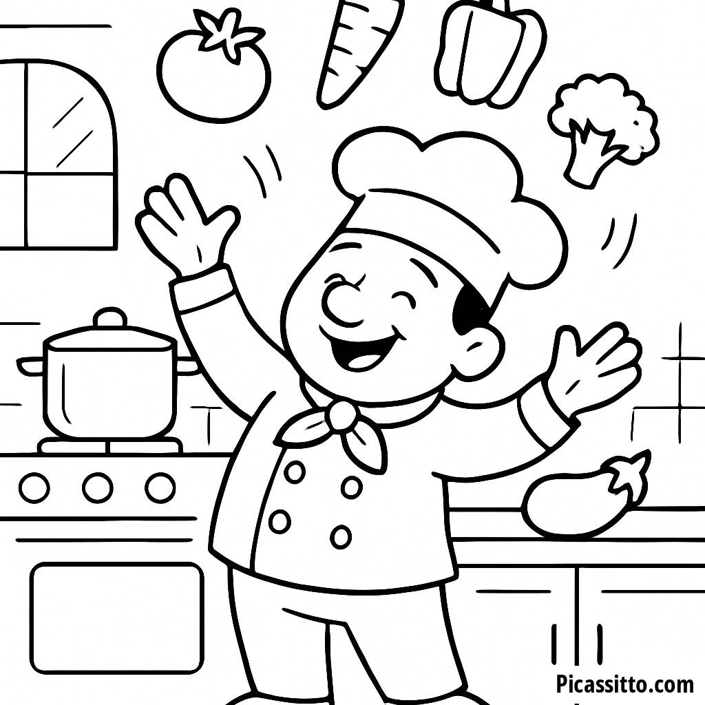 Fröhlicher Koch Ausmalbild