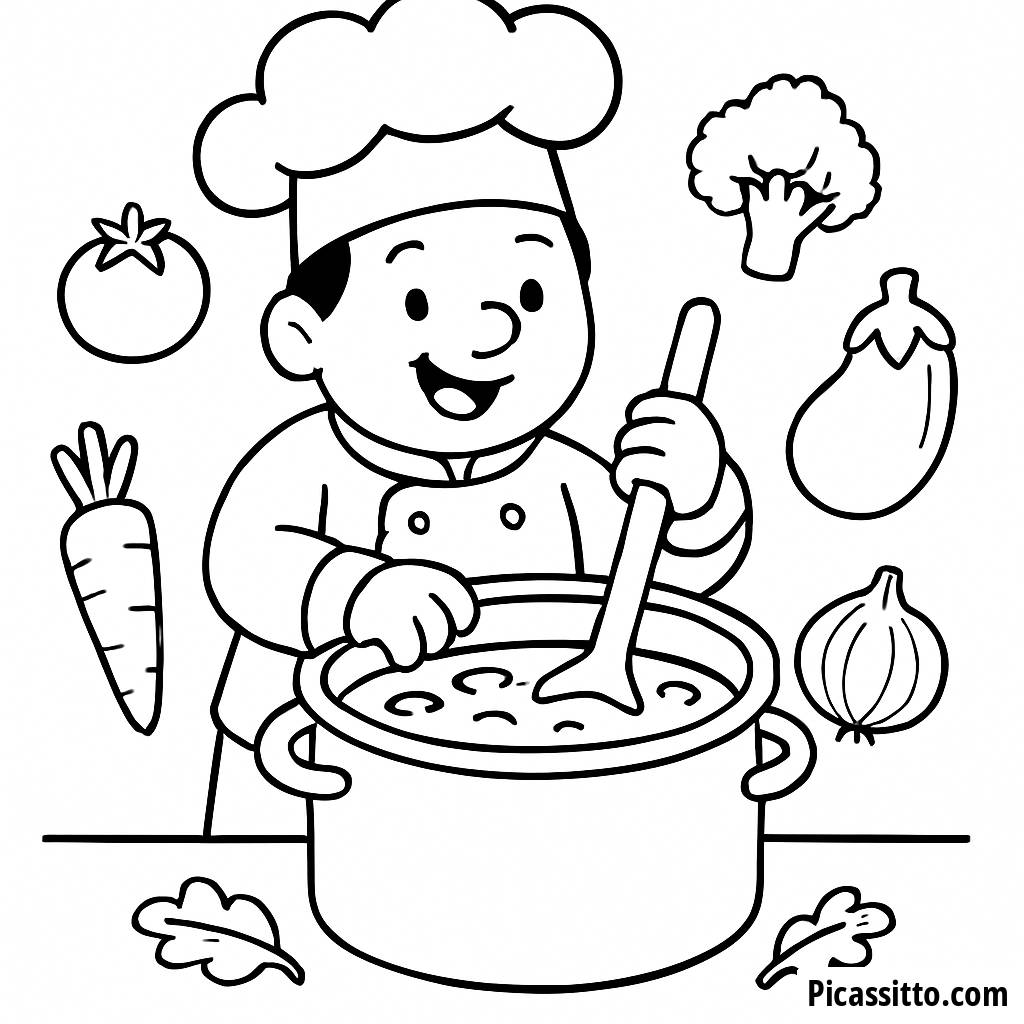 Cheerful Chef Coloring Page