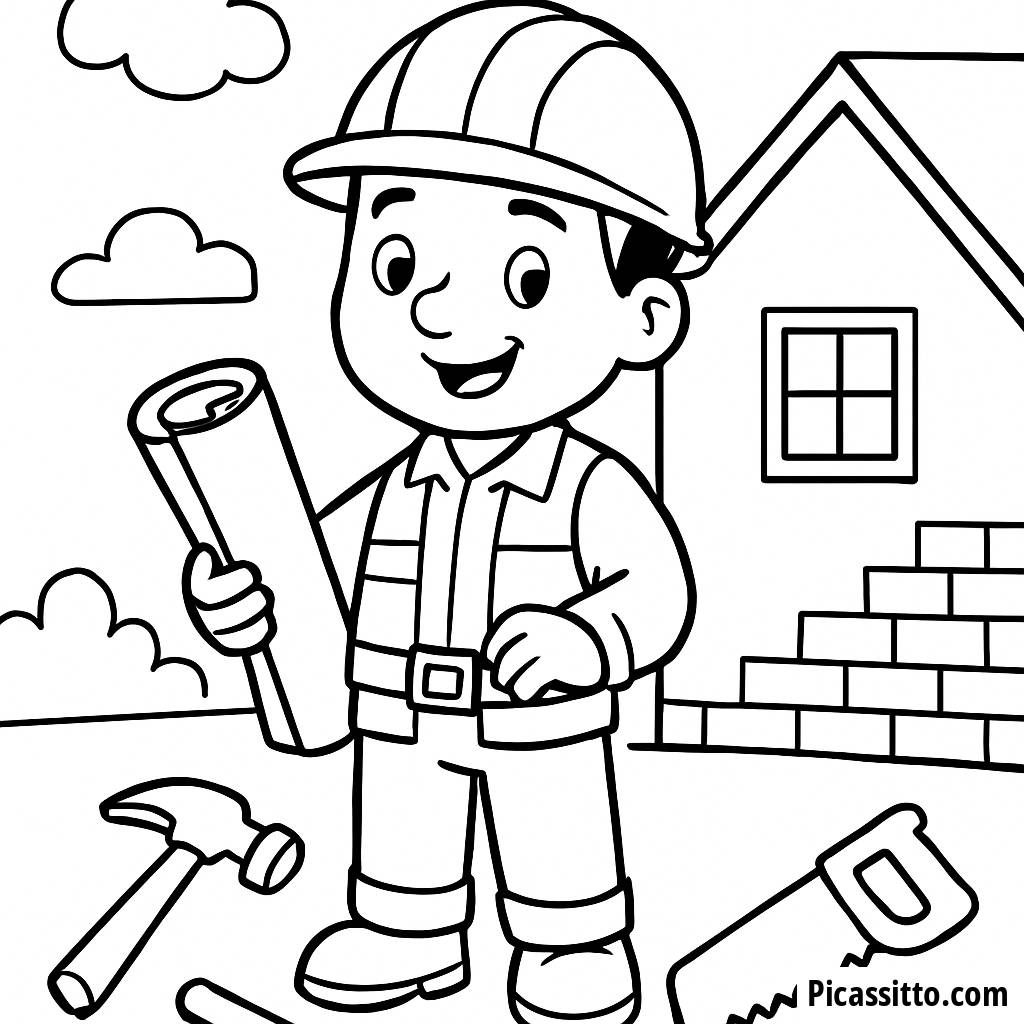 Fröhliche Bauarbeiter Ausmalbild