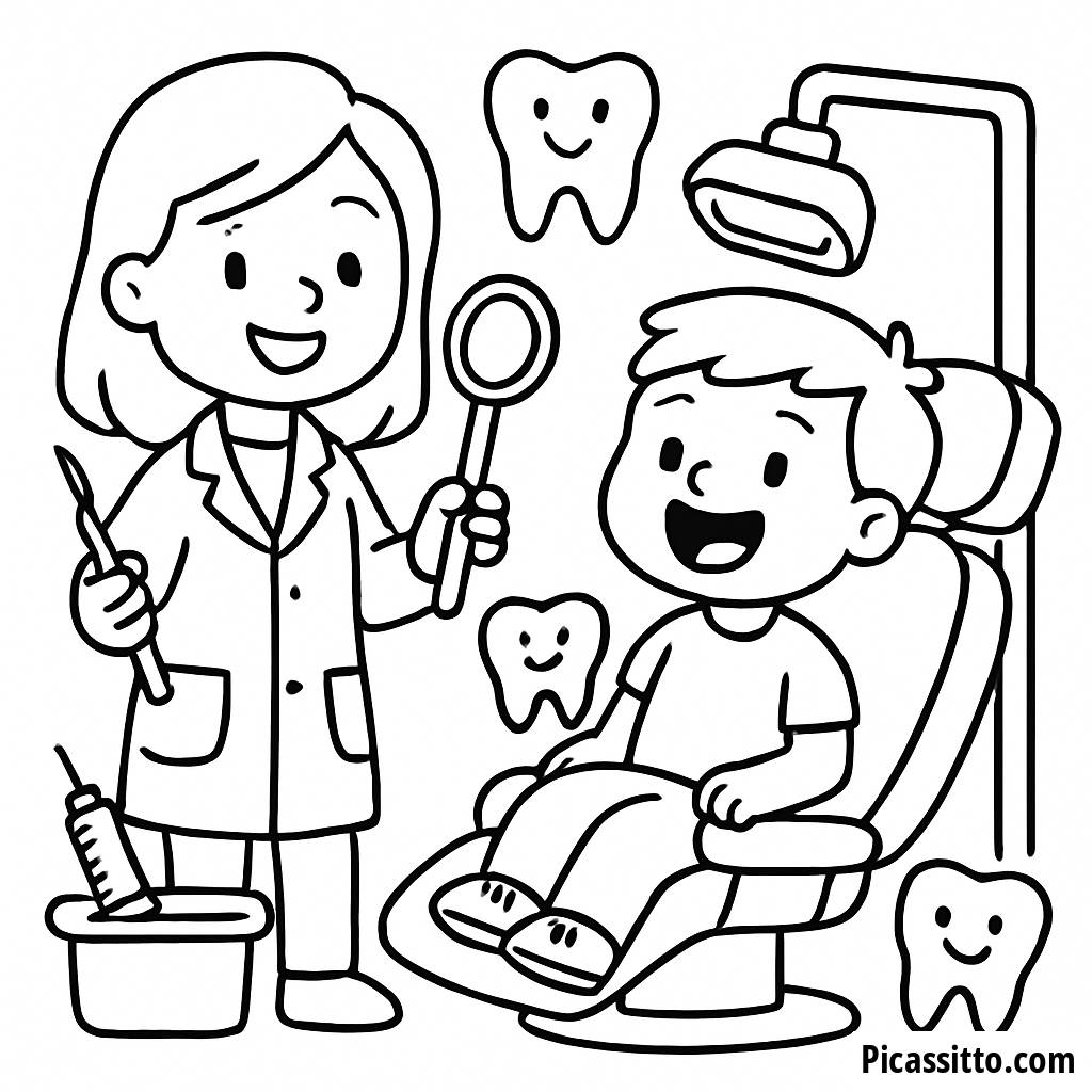 Fröhliche Zahnarztpraxis Malvorlage