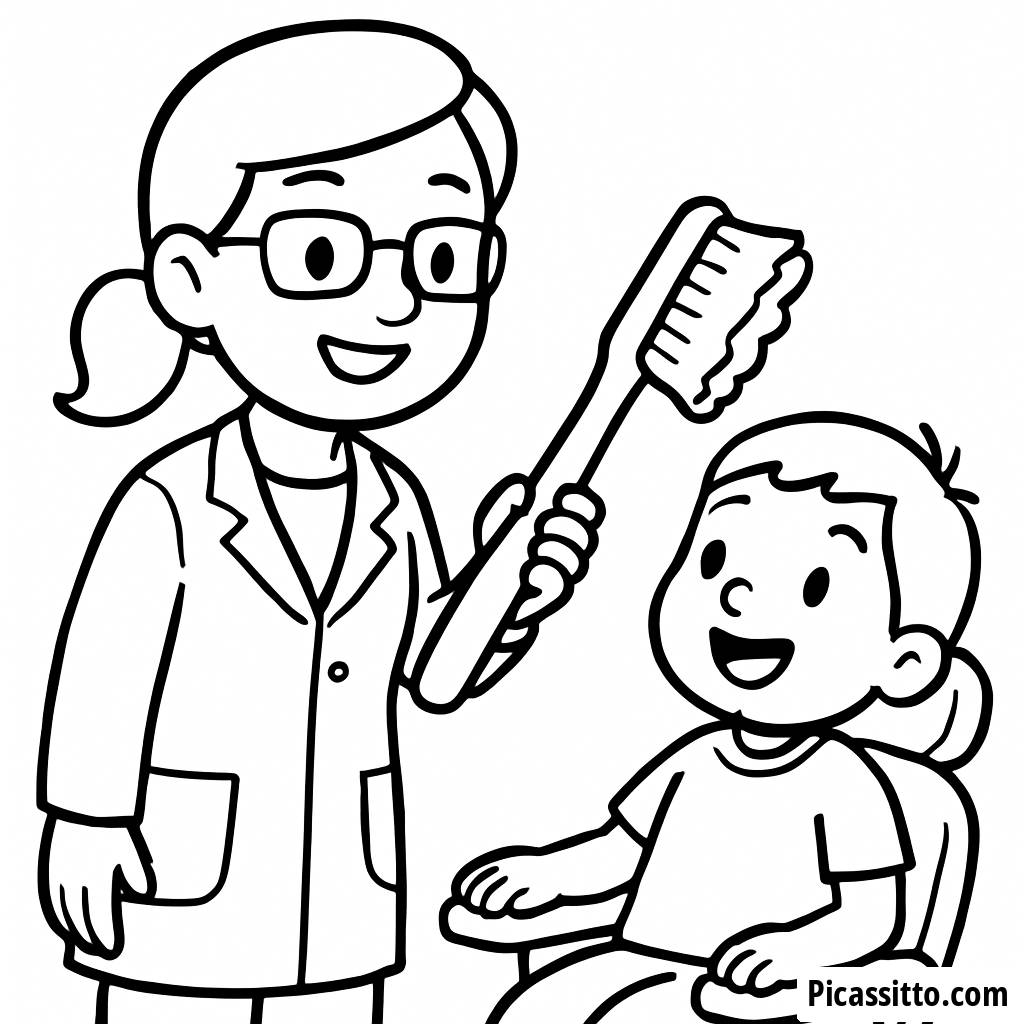 Página para Colorir do Dentista Alegre