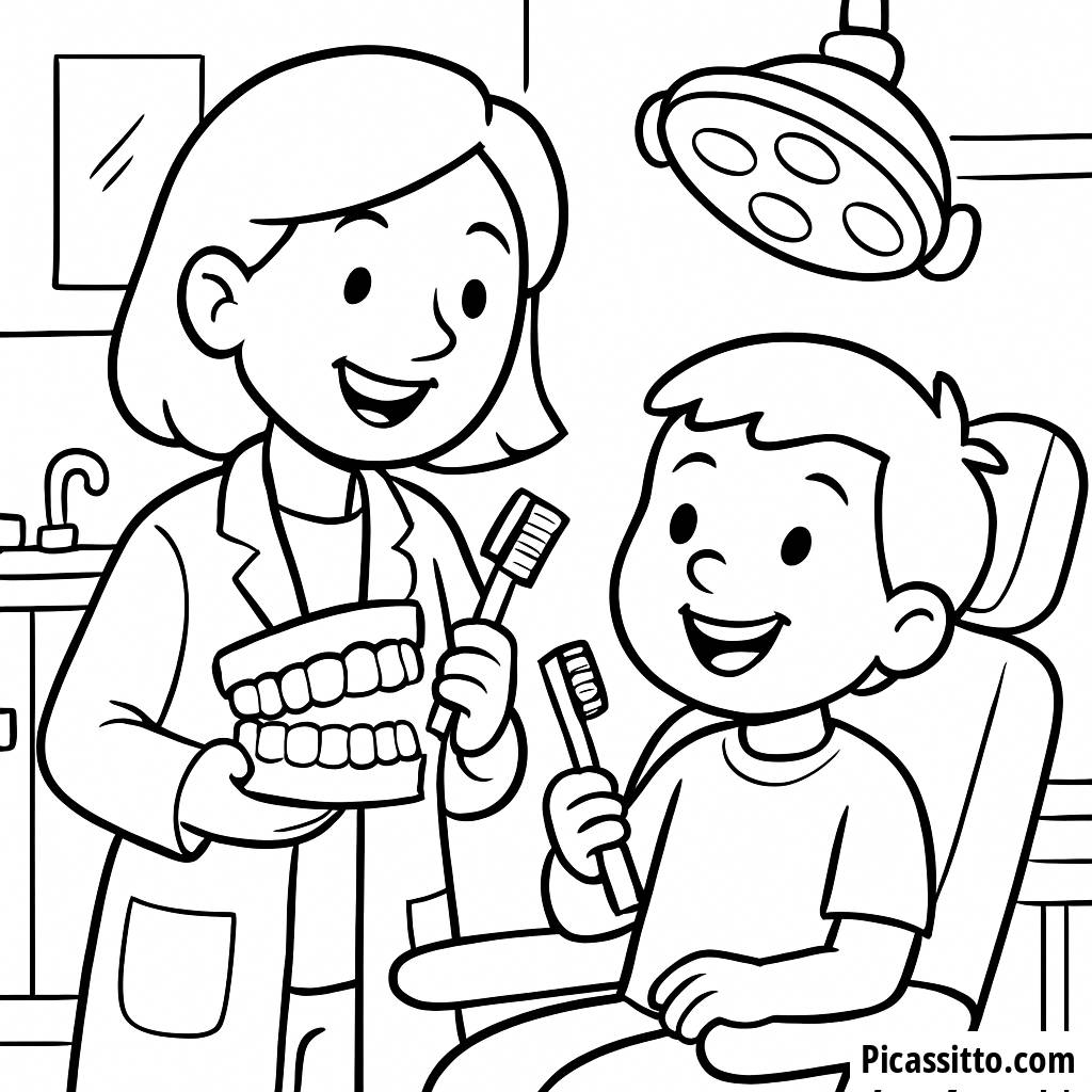 Cheerful Dentist Coloring Page