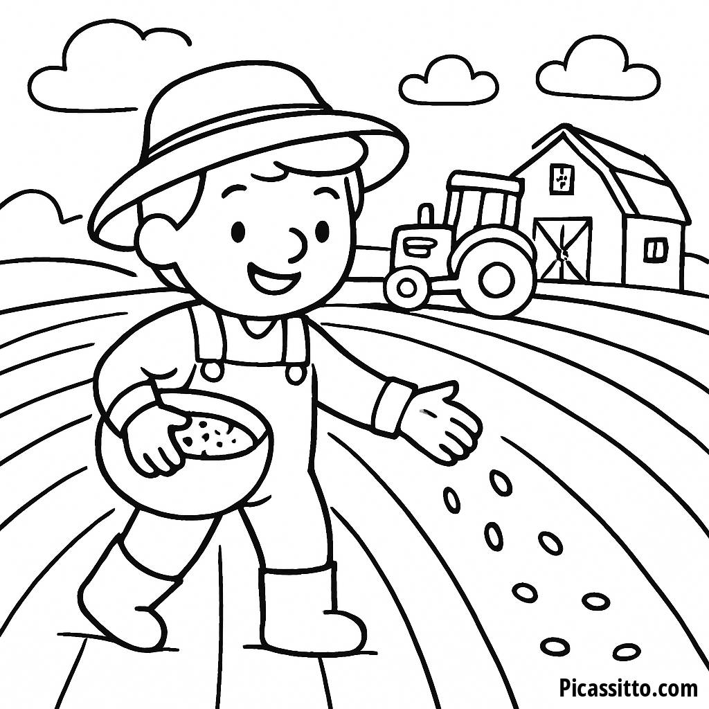 Cheerful Farmer Coloring Page
