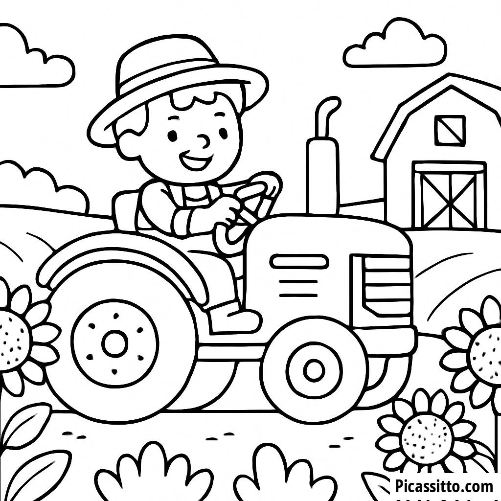 Page à Colorier du Fermier Joyeux