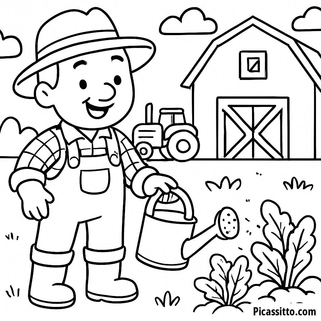 Página para Colorear del Feliz Granjero