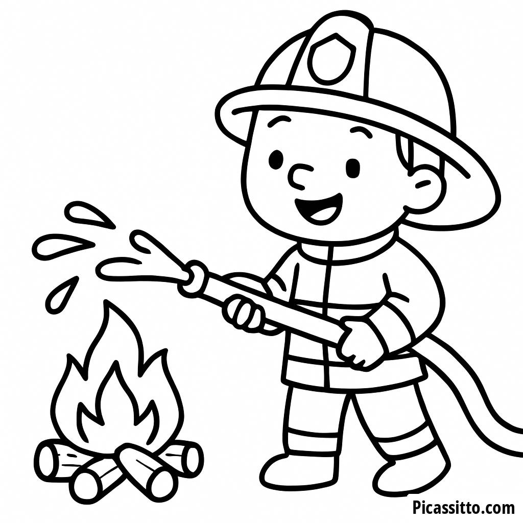 Page à Colorier de Pompier Joyeux