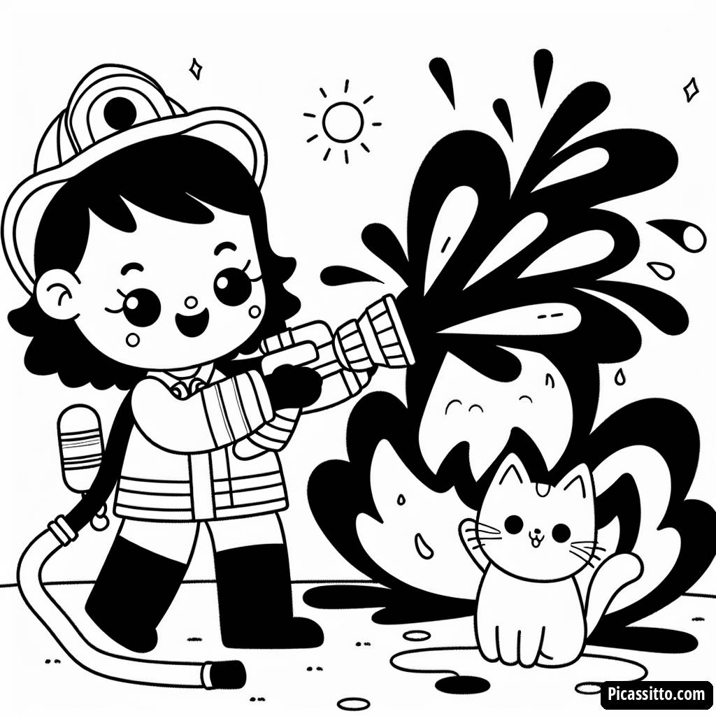 Fröhliche Feuerwehrmann Malvorlage