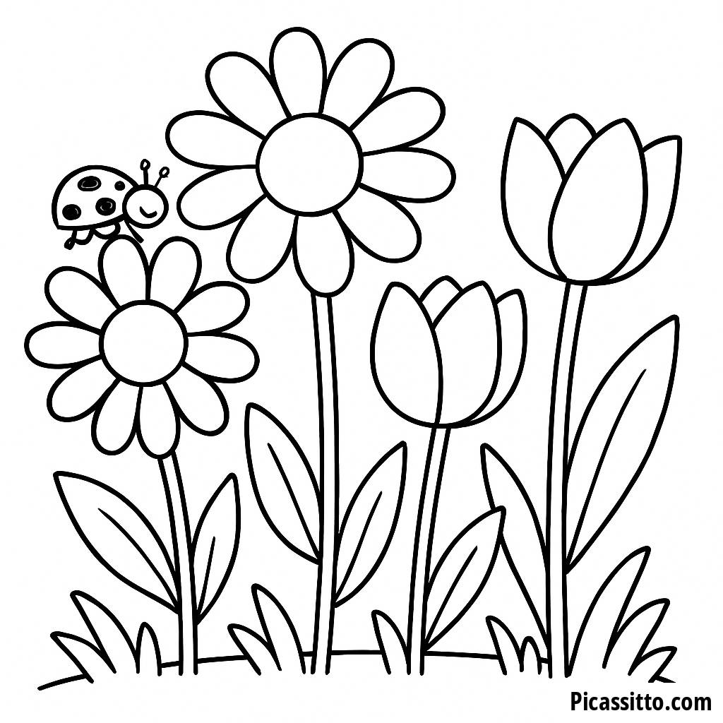 Fröhliche Blumen Ausmalbild