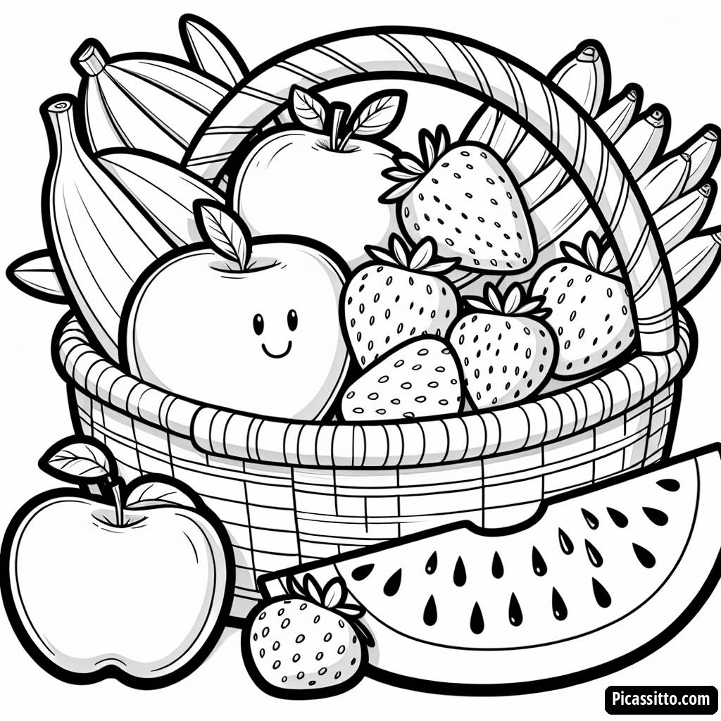 Fröhliche Obstkorb Malvorlage