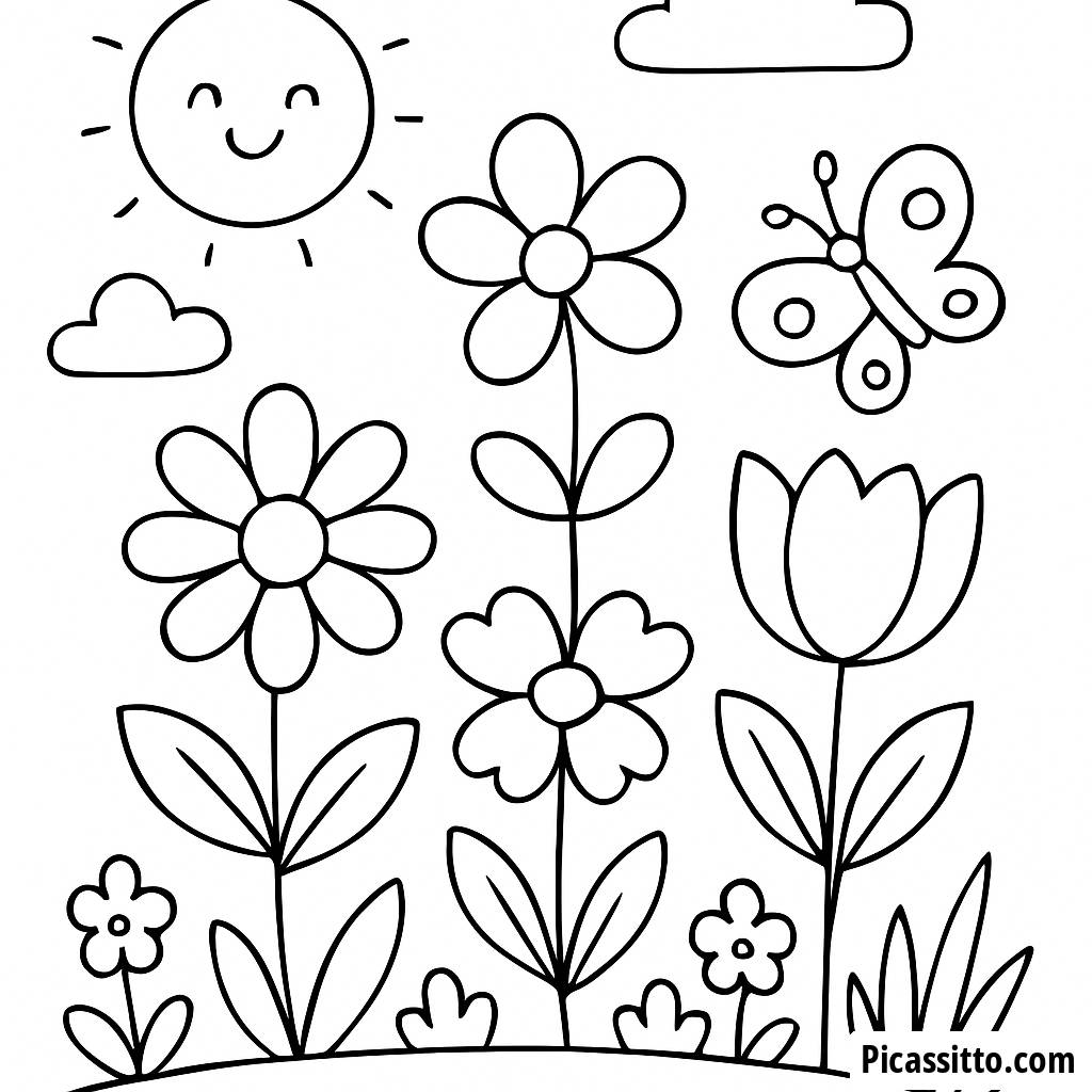 Pagina da Colorare Giardino Allegro