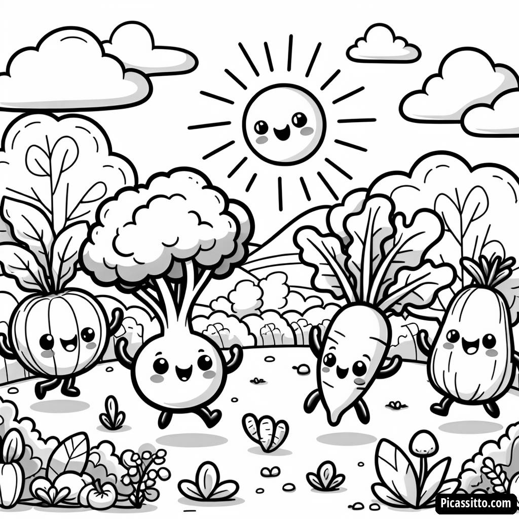 Página para Colorear de la Alegre Danza del Jardín