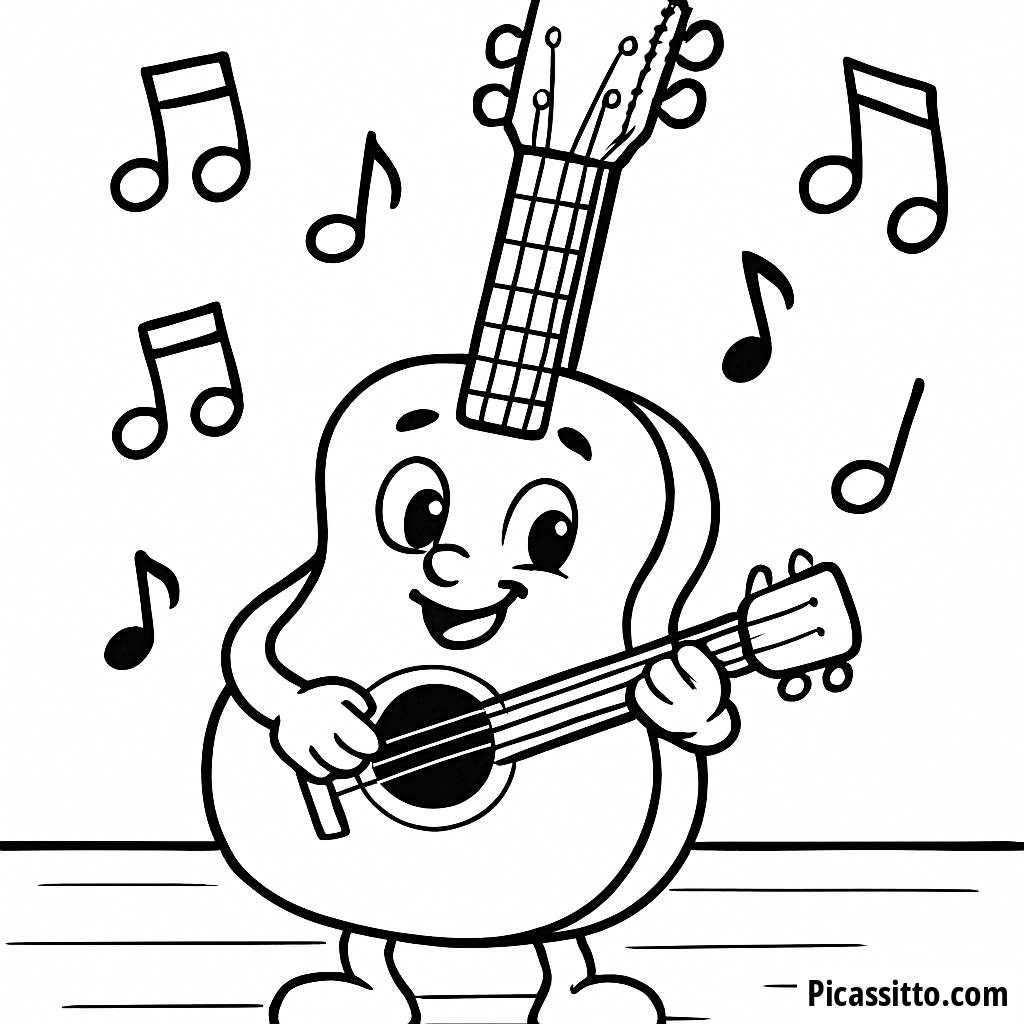 Pagina da Colorare della Chitarra Allegra