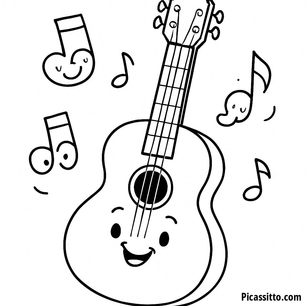 Fröhliche Gitarre Ausmalbild