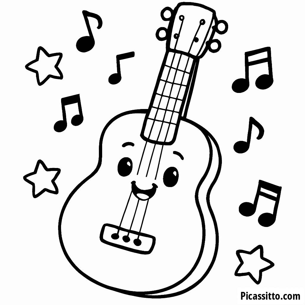Fröhliche Gitarre Ausmalbild