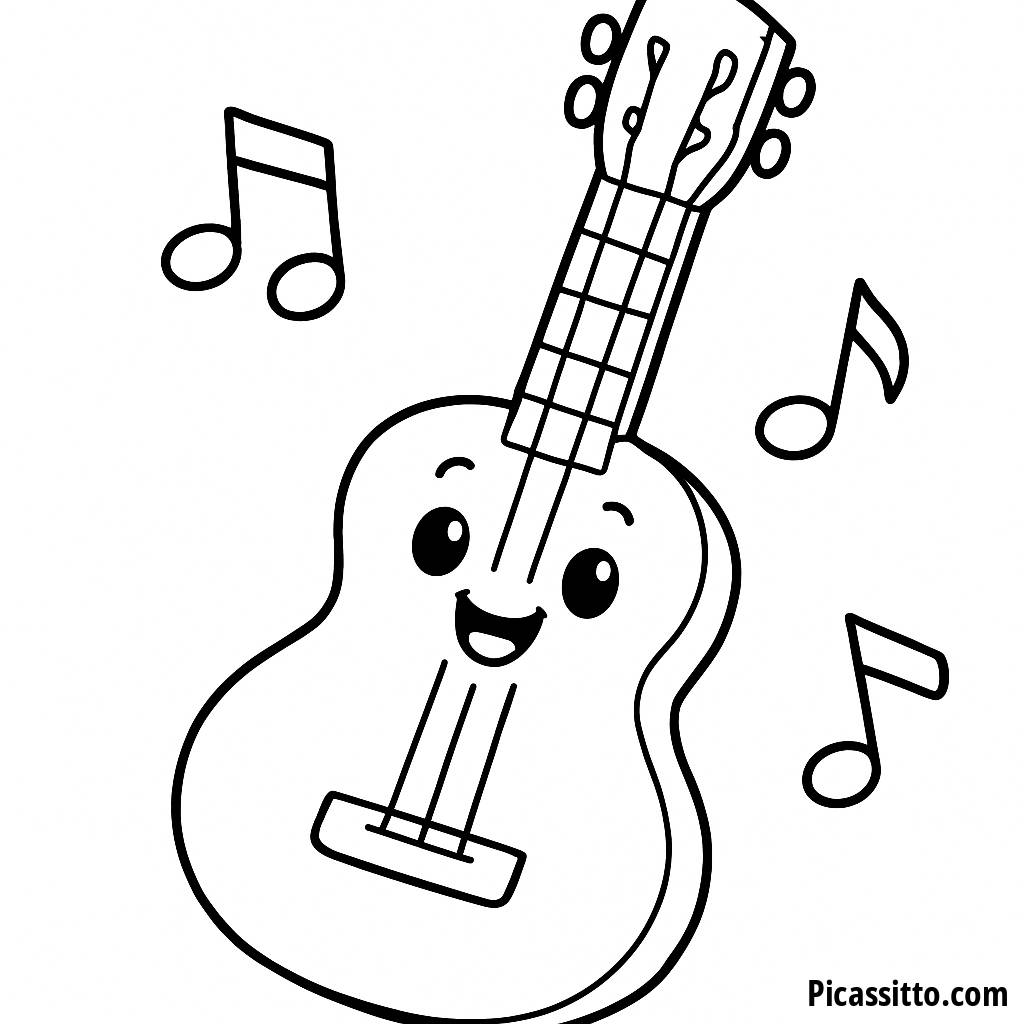 Pagina da Colorare della Chitarra Allegra