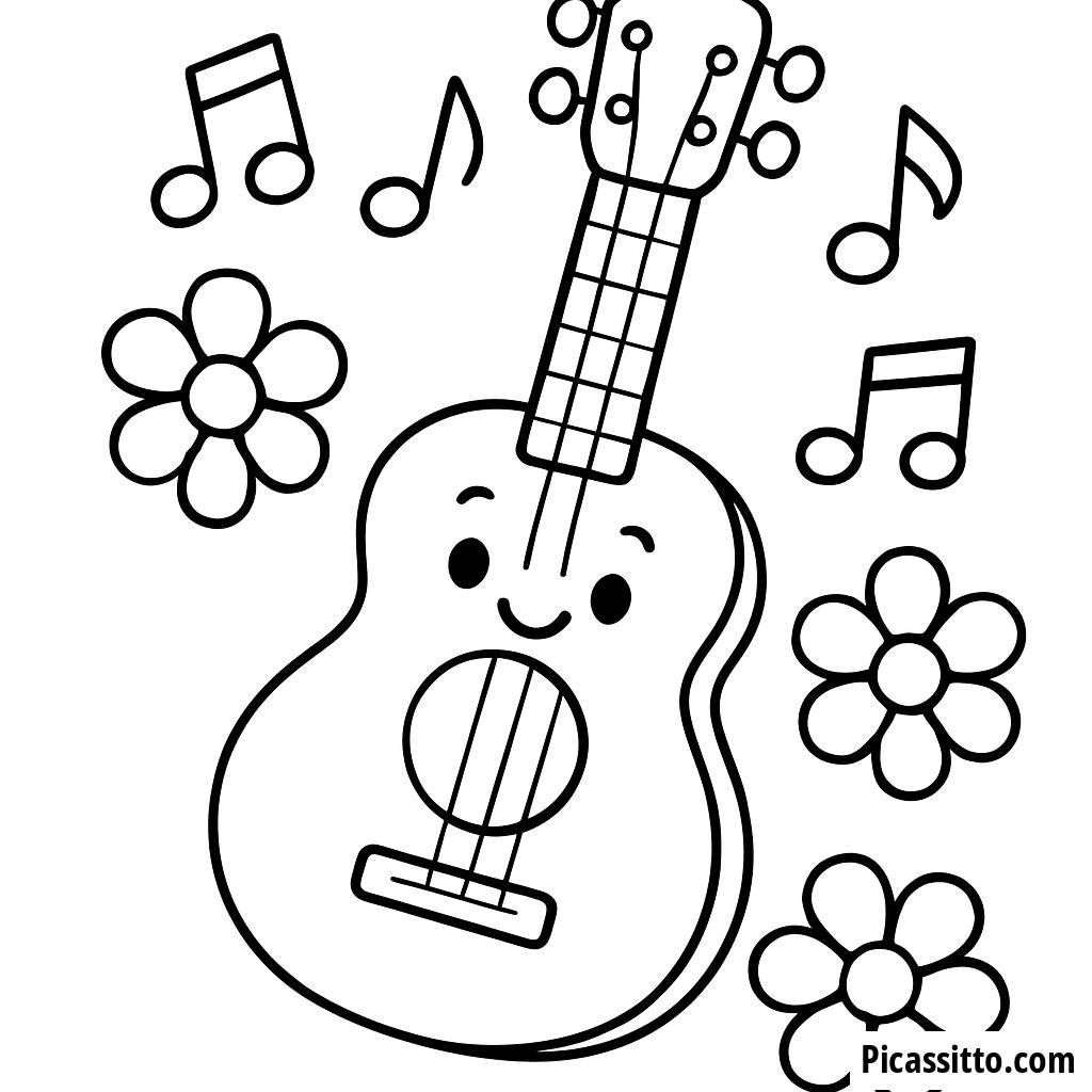 Рисунок для Раскраски: Веселая Гитара