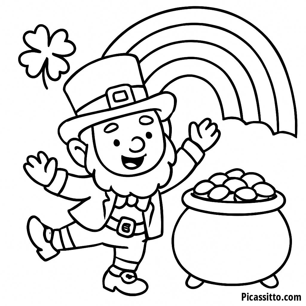 Página para Colorir do Leprechaun Feliz