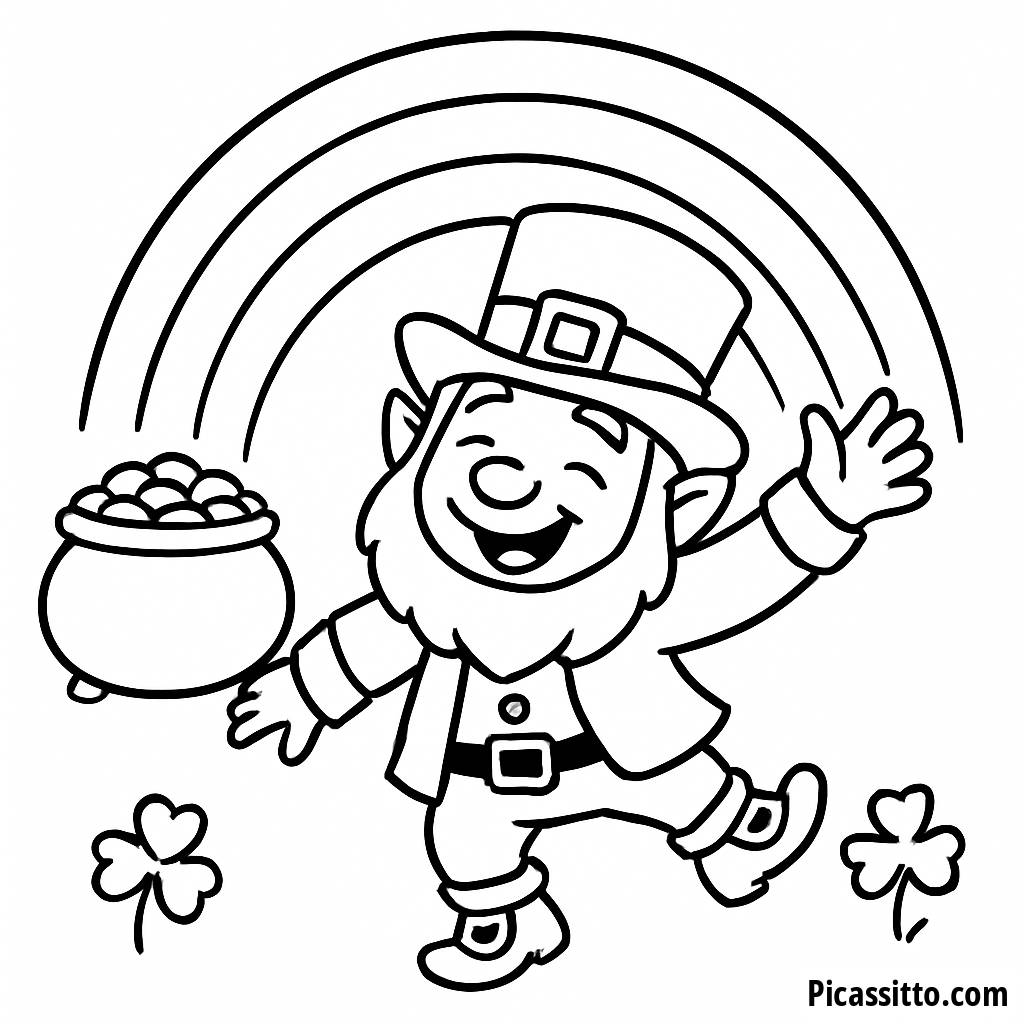 Page à Colorier Leprechaun Joyeux