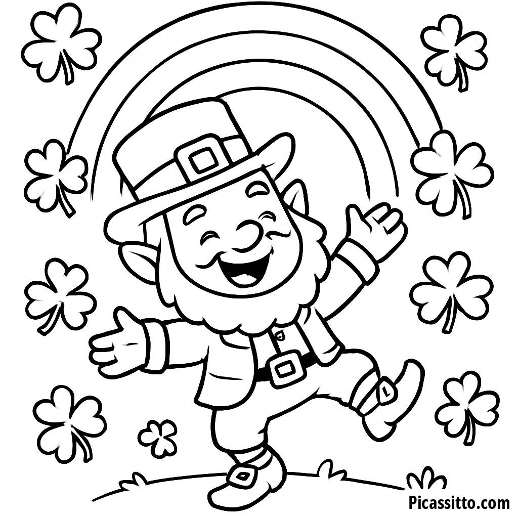Página para Colorear del Leprechaun Alegre