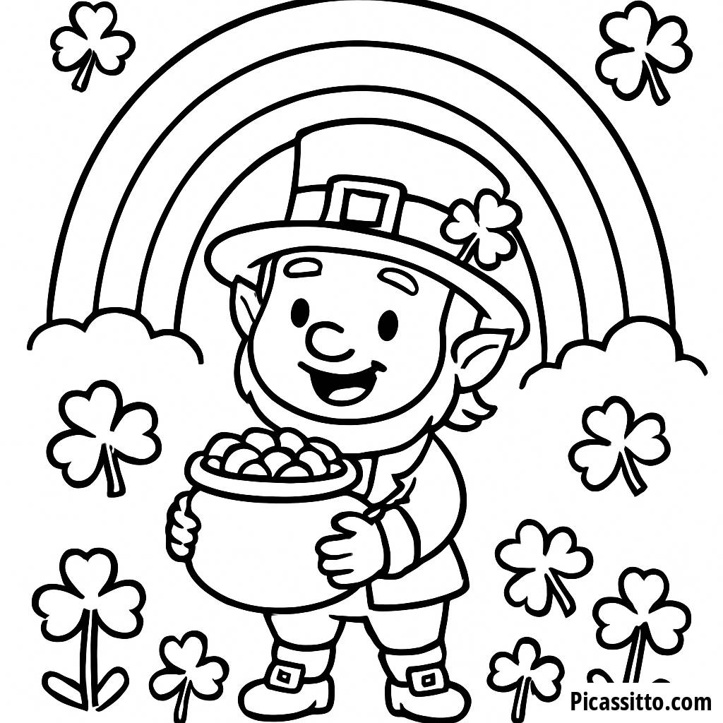 Página para Colorir do Leprechaun Alegre