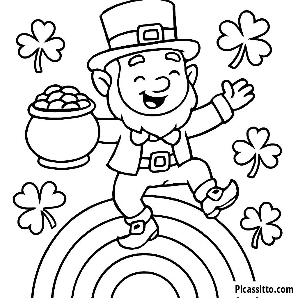 Page à Colorier de Leprechaun Joyeux