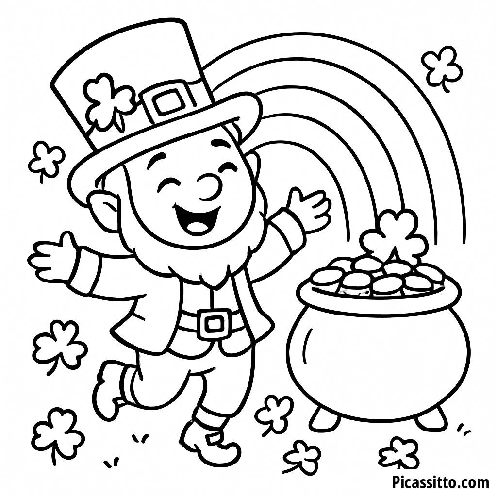 Pagina da Colorare del Leprechaun Allegro