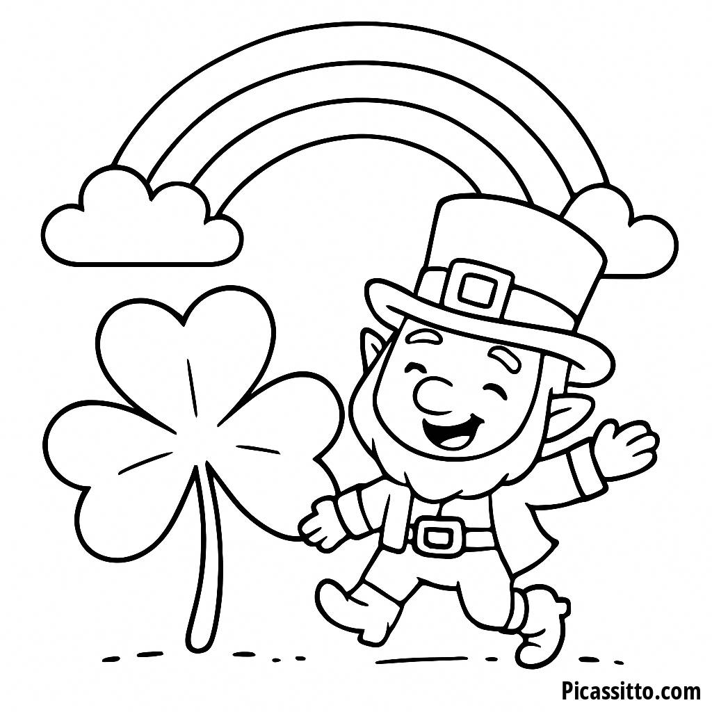 Pagina da Colorare del Leprechaun Allegro