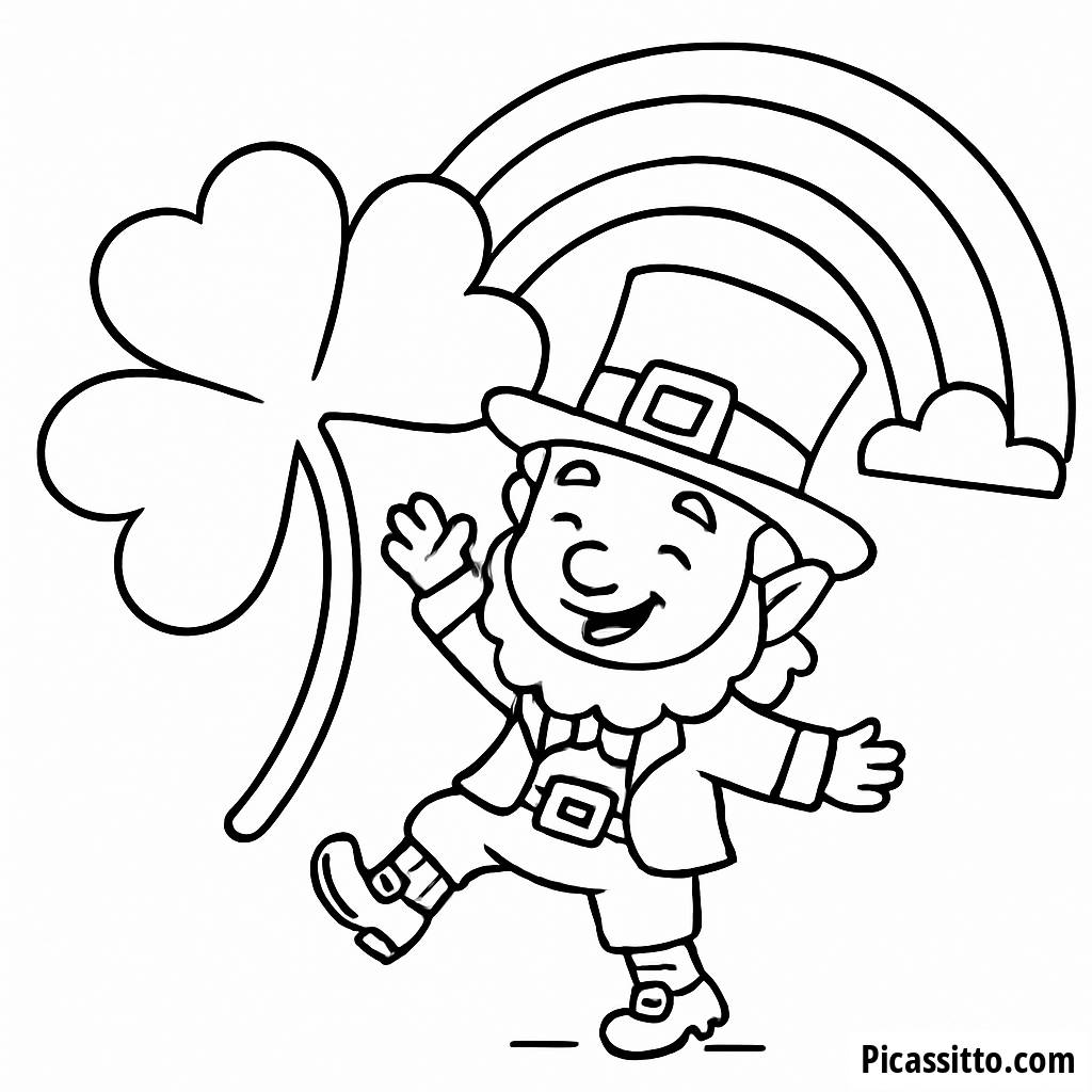 Pagina da Colorare del Leprechaun Allegro
