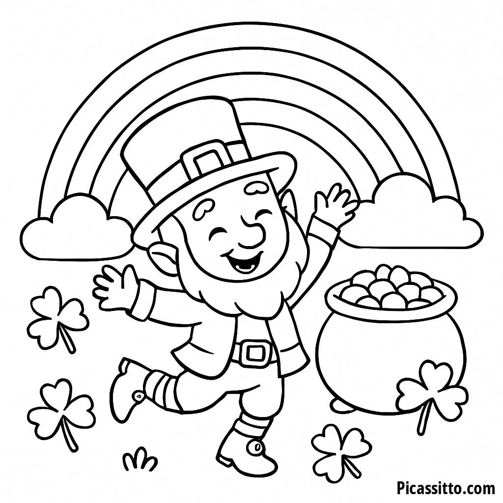 Fröhliche Leprechaun Tanz Malvorlage